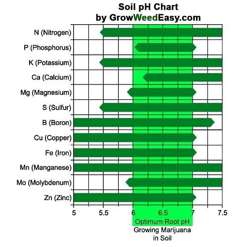 Graph bringing forward the levels of pH per element