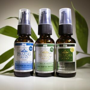 cbd oil bottles from Pharma Hemp