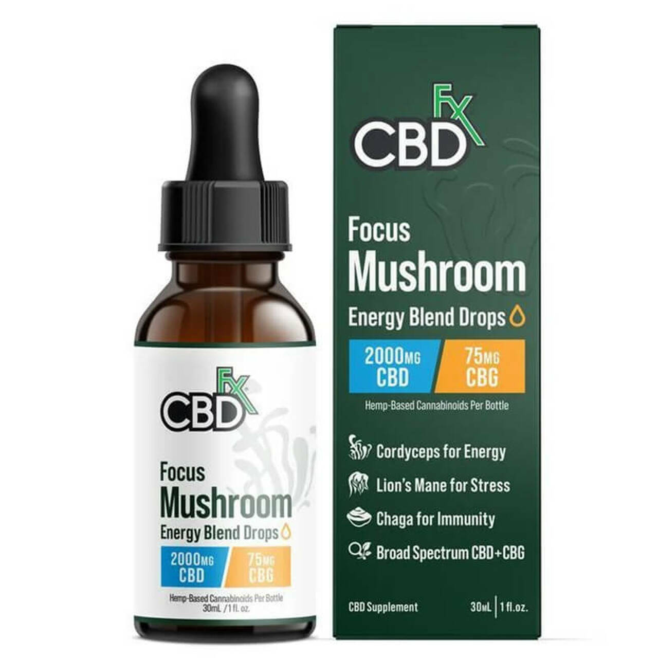 thumbnail CBD Focus Mushroom CBD:CBG Energy Blend Drops Tincture by CBDfx