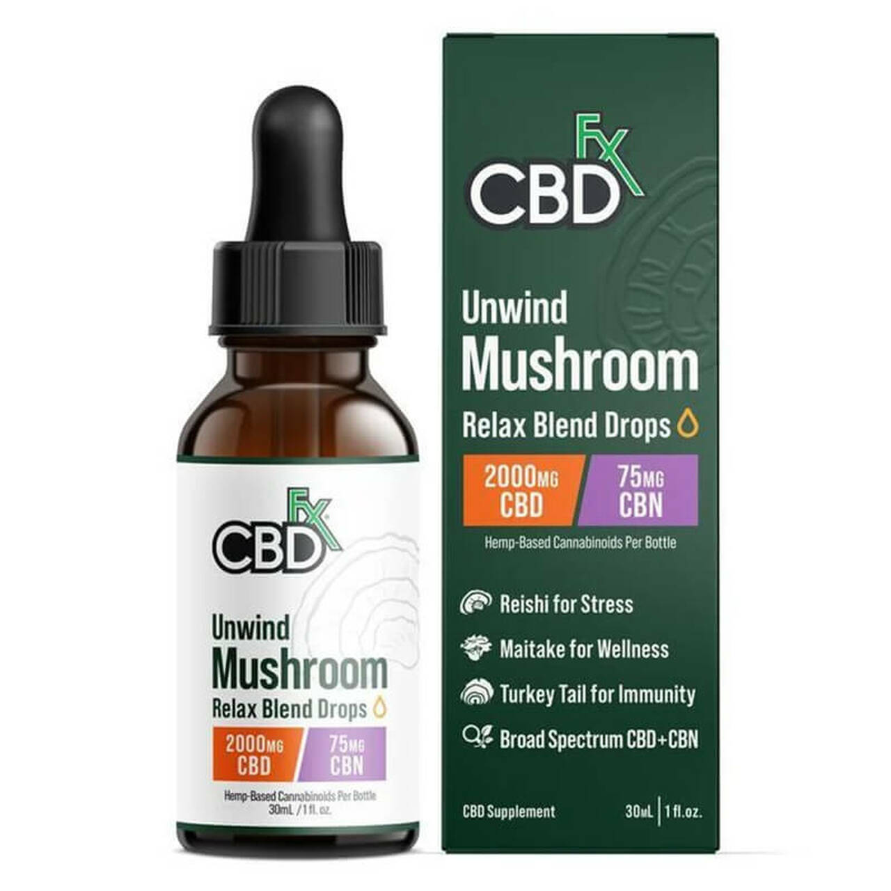 thumbnail CBD Unwind Mushroom CBD:CBN Relax Blend Drops Tincture by CBDfx